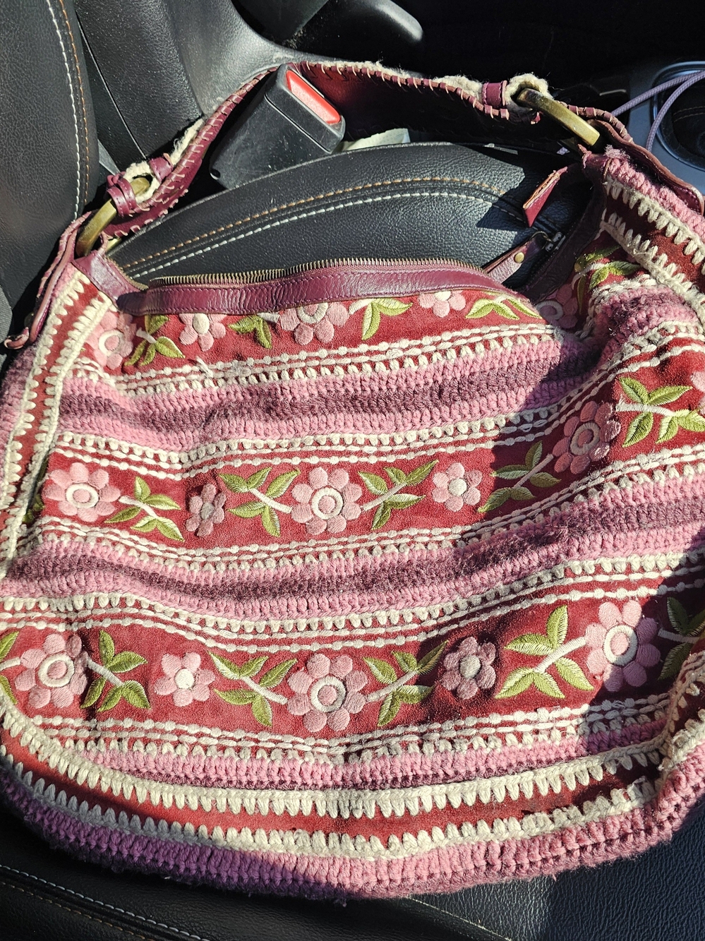 Isabella Fiore Pink Floral Embroidered Hobo Bag